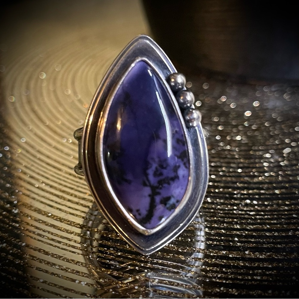 Tiffany Stone Sterling Silver Textured Ring by Artisan new